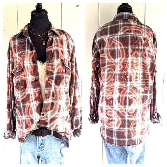 Distressed Boyfriend Plaid button down sz S - Picture 1 of 8